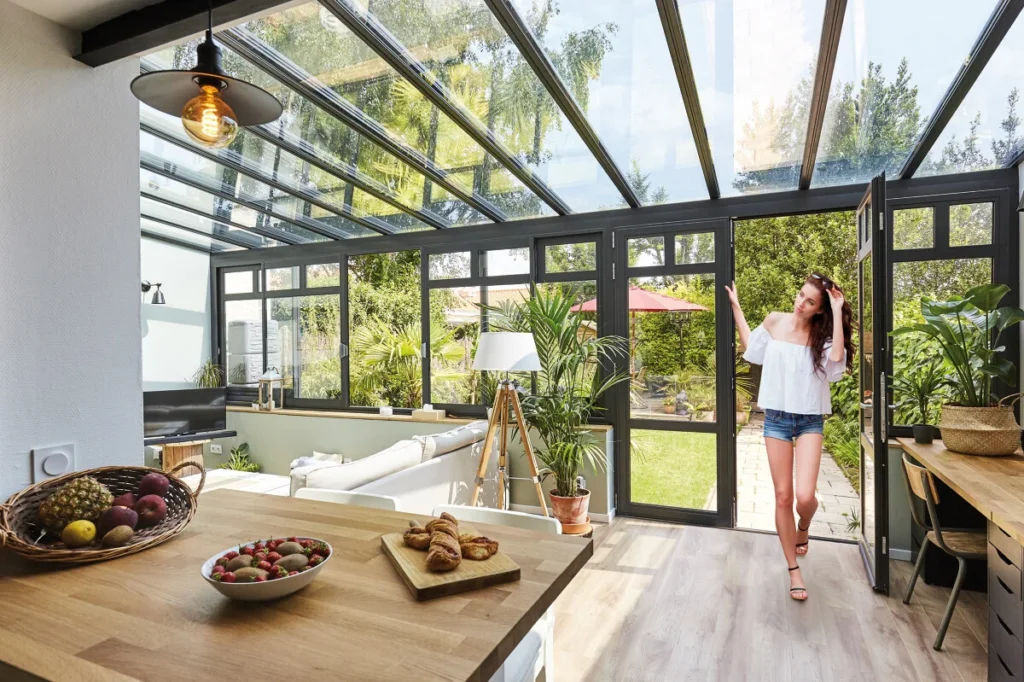 Extension de maison, véranda salon verrière